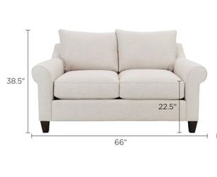Beige Fabric Loveseat with Rolled Arms