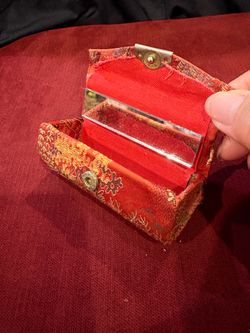 Pre Own Red Embroidery Lipstick Case with Mirror