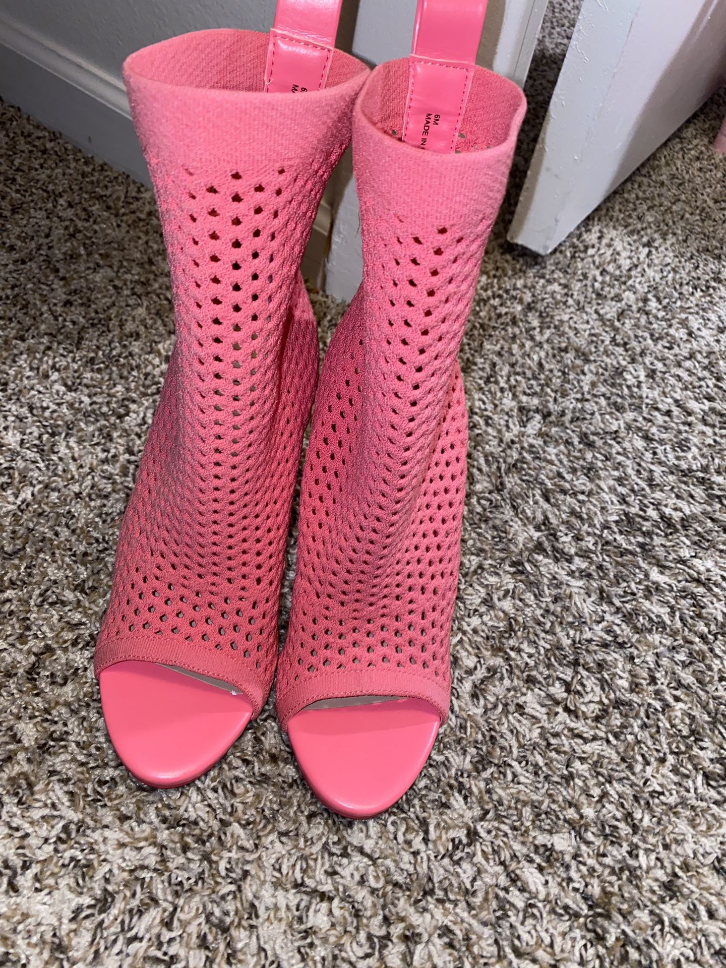 Pink Steve Madden Mesh Heel Boots