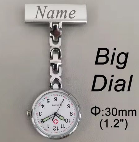 Personalized Customized Your Name Logo Engraved Rose Gold Pin Brooch BIG Dial Luminescent Breast Lapel Midwife Nurse Fob Watch