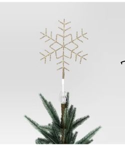 15.5" Pre-lit LED Metal Snowflake Christmas Tree Topper Champagne Gold with Warm White Lights - Wondershop