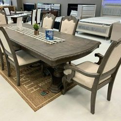 Kiera Coffee Brown Formal Extendable Dining Set