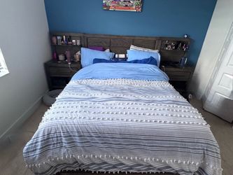 Queen Bed Frame with Storage and Nightstands