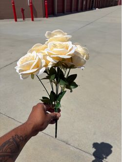 Ivory Rose Bouquet 9 Heads Artificial Flowers