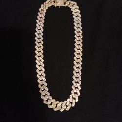 Unisex Iced Out Cuban Link Chain Necklace Gold Bling Hip Hop Jewelry 18mm

