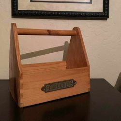 VINTAGE WOODEN BRASS TOOLS BASKET STORAGE ORGANIZER BOX