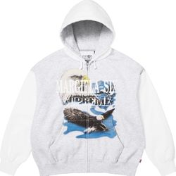 Supreme MM6 Hooded Eagle Zip Up Sweatshirt Ash Grey 