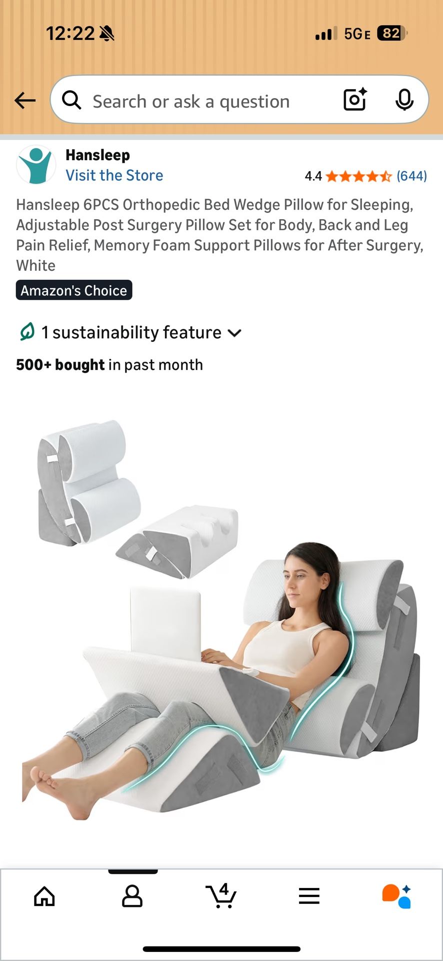 6 Piece Orthopedic Bed Wedge Pillow Set