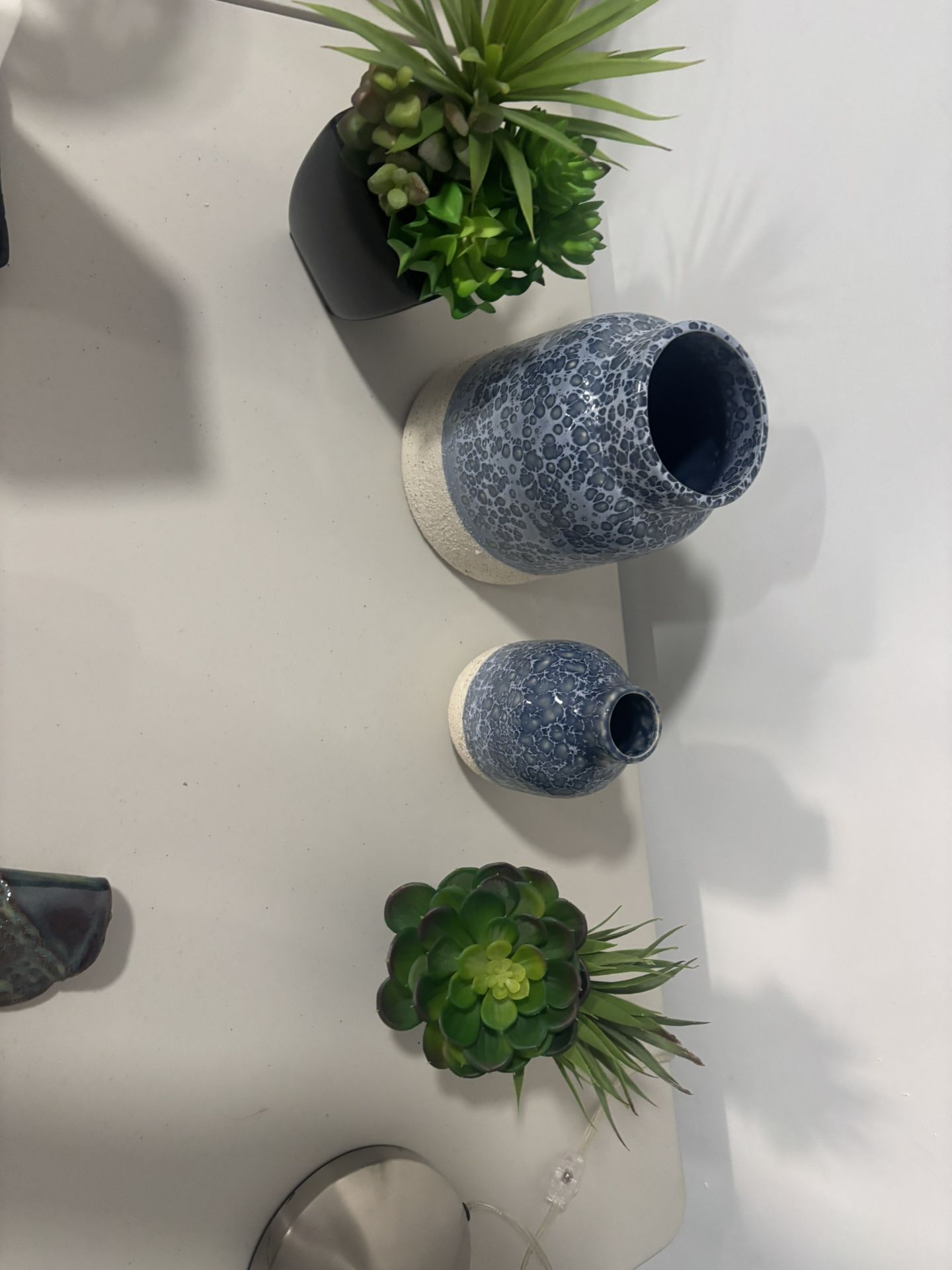 Pier 1- 2 Vases And Faux Flowers