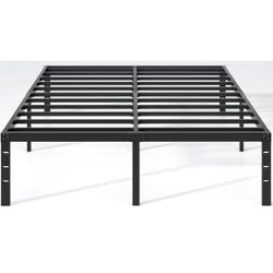 Metal Bed Frame, Queen Size, Heavy Duty Mattress Foundation, No Box Spring Needed, Black, 14 Inch, Queen Size