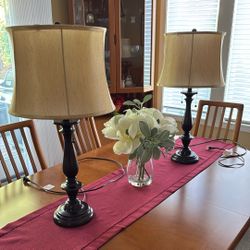 two dual bulb table lamps 