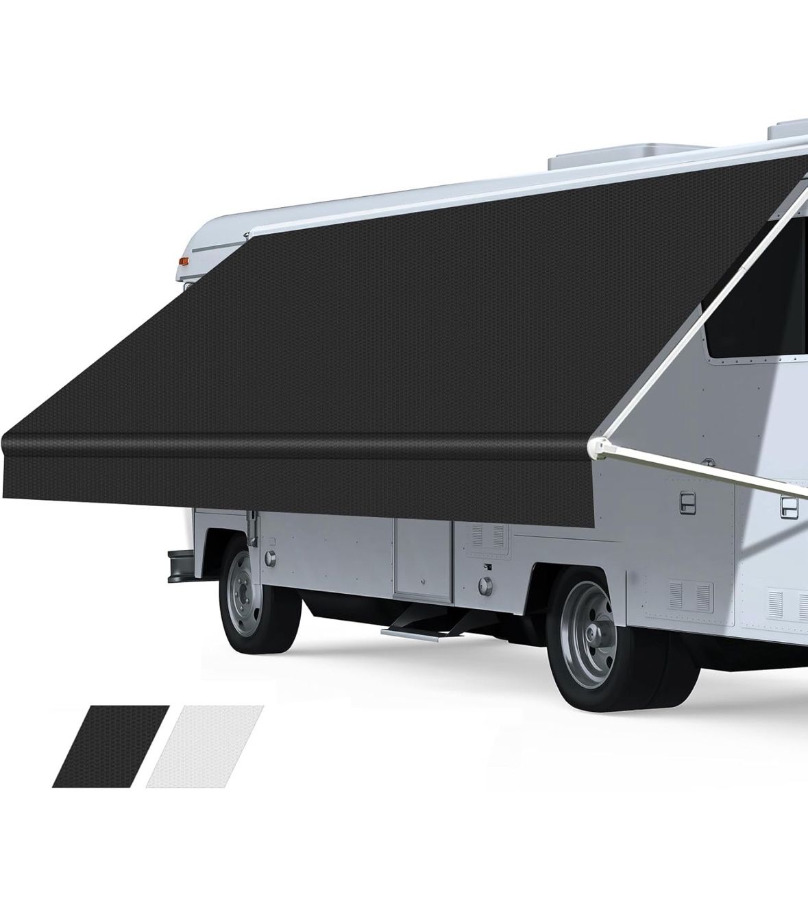 RV Awning Fabric Replacement, Premium 4-Ply 18.5oz Vinyl for RV Canopy, Universal Fit for Electric & Manual Camper Awning (14FT(Fabric 13'2"), Solid B