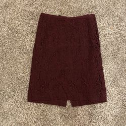 Maroon Lace Pencil Skirt By Talbots Size 2p