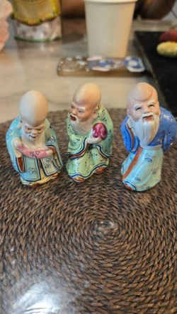 3 Asian figures  longevity gods