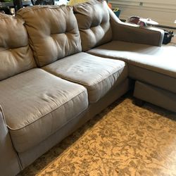 Blue/Grey L-shape Couch With Pull Out Bed 