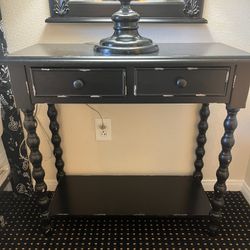 Pair Of Distressed Black Night Tables 