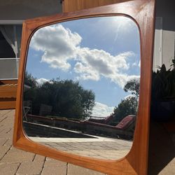 Mid Century Danish Teak Large Mirror 