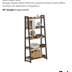 IRONCK Industrial Bookshelf 5-Tier Bookcase Ladder Shelf 31.5 in Wide Metal Frame