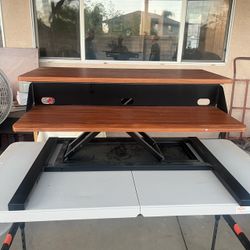 Stand Desk 2-Tier Pneumatic stand desk wooden w/ Metal stand 2-levels