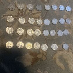 30 1964 and Before Silver Half Dollars  and One 1967