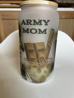 Army Mom Glass Tumbler 