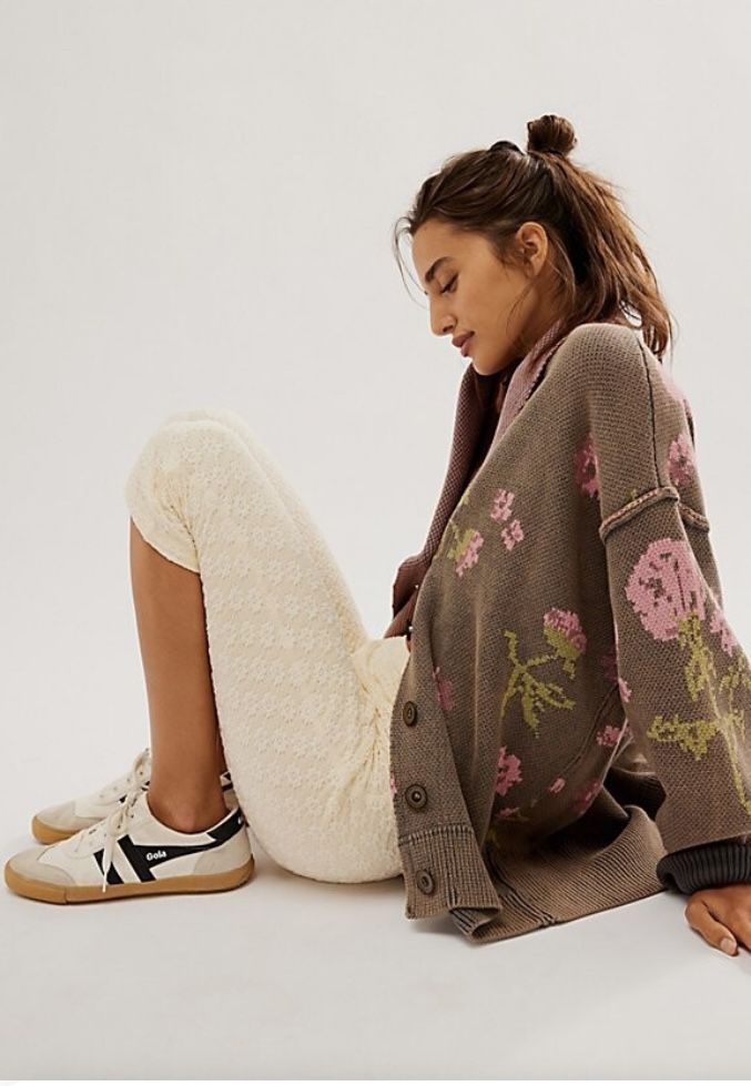 Free People Chamomile Pattern Longline Cotton Cardigan NWOT