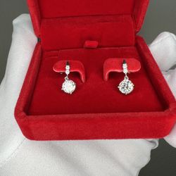 1.0ct Authentic Moissanite Diamond Drop Earrings: D Color VVS1 Sterling Silver,