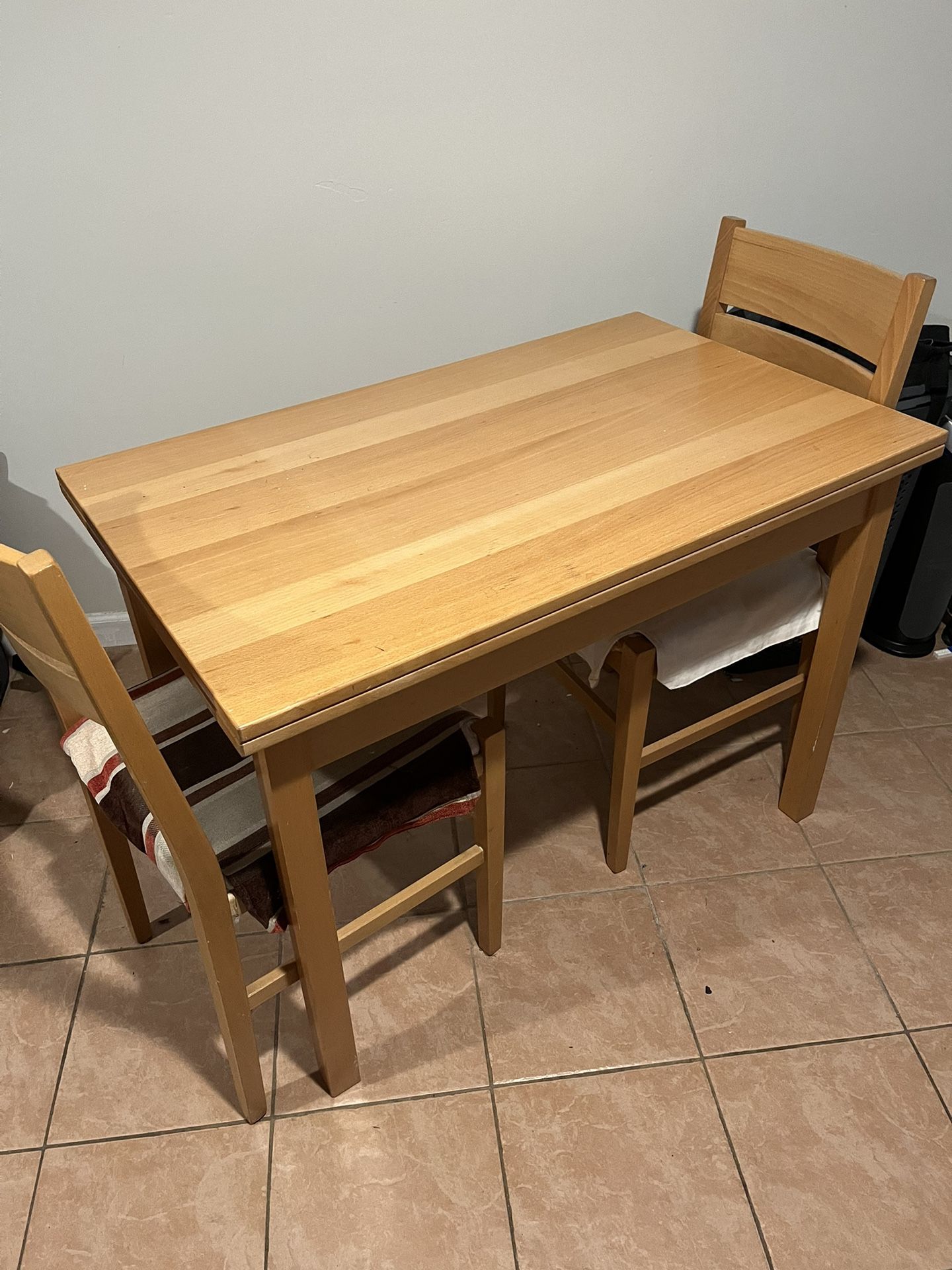 Wooden Table And Two Chairs