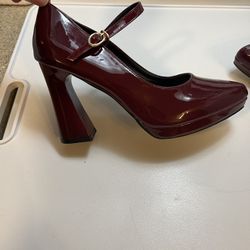 Women’s Patent Burgundy Leather, High Heel Shoes