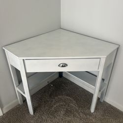 White Corner Desk/ Vanity With Storage