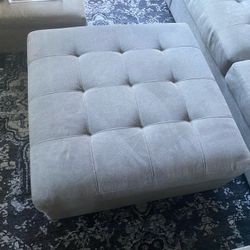 New W/o Tags Grey Chenille Ottoman