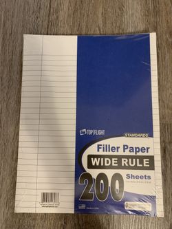 Top Flight Filler Paper, 8.5 x 11 Inches, Wide Rule, 200 Sheets 
