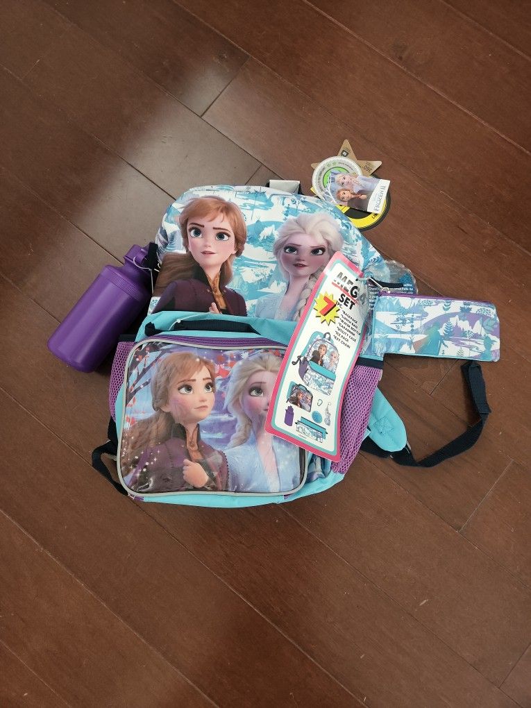 Frozen II Kids book bag and lunch bag set