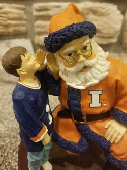 NEW! 2 PC University of Illinois Illini Santa Figurine & Ornament Bundle