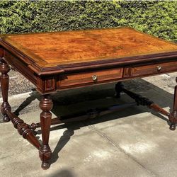 Early 20th Century Large Antique Burlewood Executive Writers Desk