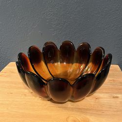 $60 Vintage Heavy Glass Indiana Lotus Bowl Mid Century Collection