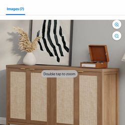 Basically new Surmoby LARGE Rattan (2) set Buffet Cabinet Set of 2, Boho Sideboard Storage Cabinets