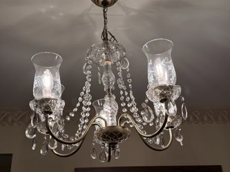 ‘Crystal’ Chandelier with Etched Glass Shades