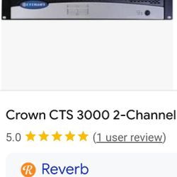 3000 W Crown Amplifier Like New $280