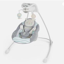 Ingenuity InLighten 6-Speed Foldable Baby Swing with Light Up Mobile, Swivel Infant Seat and Nature