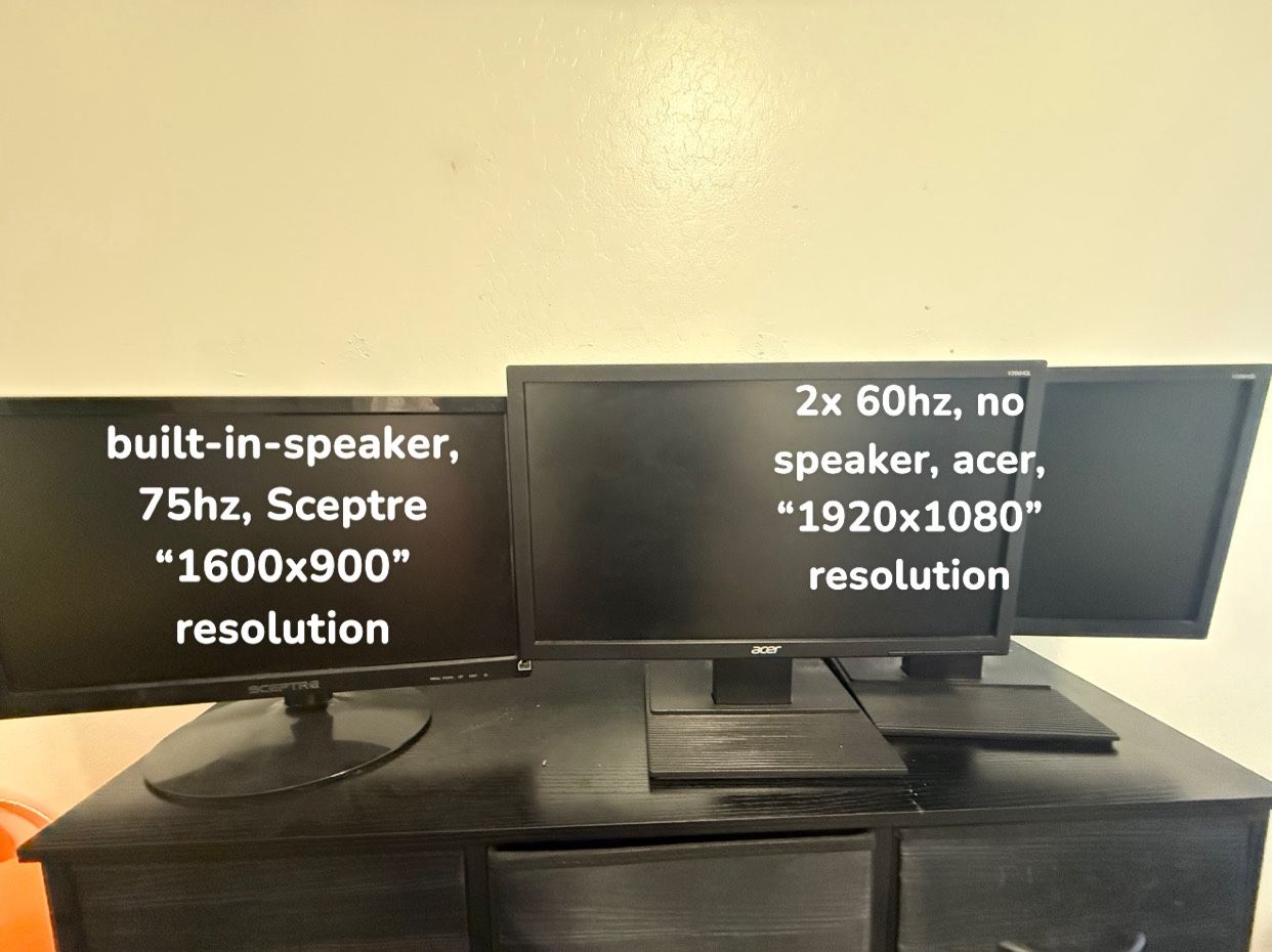 3 Computer Monitors