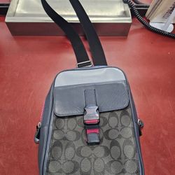 96091 Coach C8126 Black And Red NWT Track Pack Backpack 573684