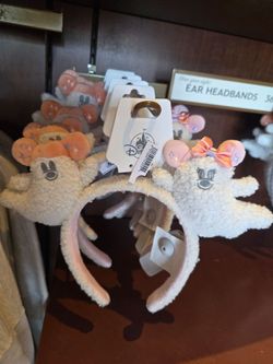 2026 NEW Mickey & Minnie Mouse Ghosts Ear Headband, Pastel Cutie Ghost