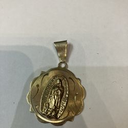 10k Gold Virgin Mary Pendant #110067-1 MJ