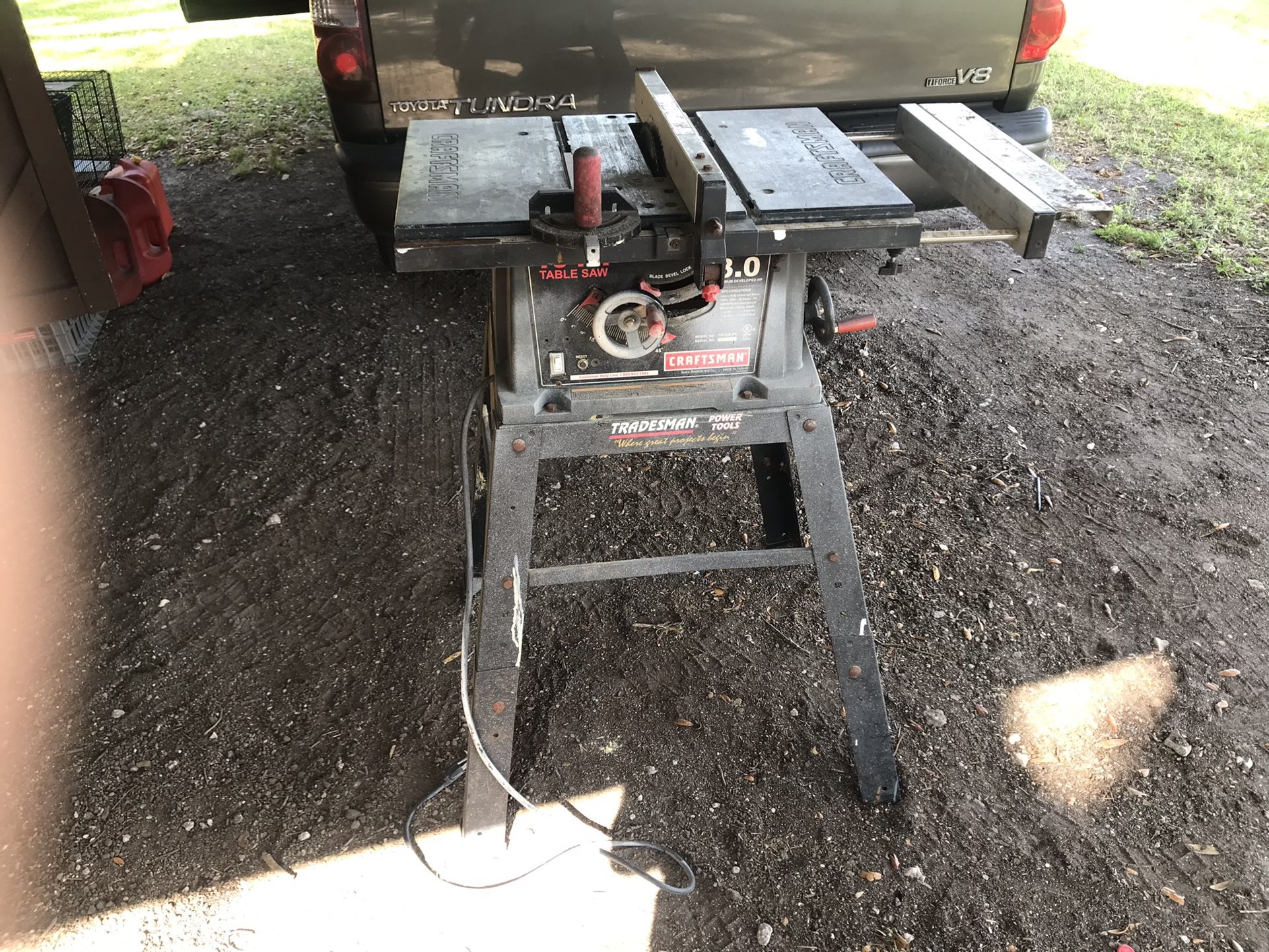 Craftsman 10” Table Saw W/ Stand Fence Works Great Expanding Outside sections Of Deck $125 Portable $75. E