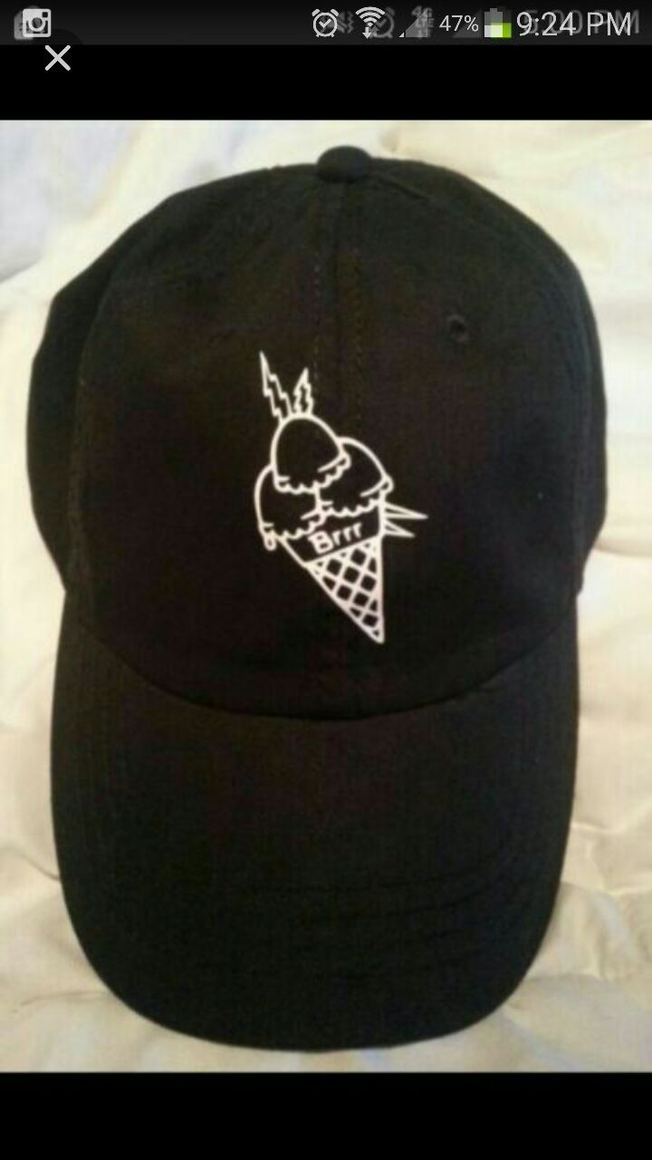 gucci mane hat cap guwop burr ice cream cone tattoo strapback strap back custom cool fashion rap rapper belt back trap all white bricks