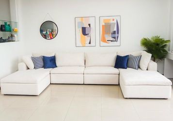 White Sectional Sofa with Double Chaise