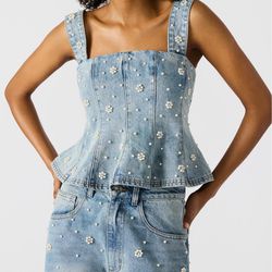 New w/ Tag Steve Madden Denim Fiorelle Top Size 2