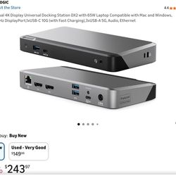 ALOGIC Dual 4K Display Universal Docking Station DX2 with 65W Laptop Compatible with Mac and Windows, 2x4K@60Hz DisplayPort,1xUSB-C 10G (with Fast Cha