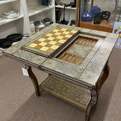 Antique Syrian Inlaid Folding Game Table